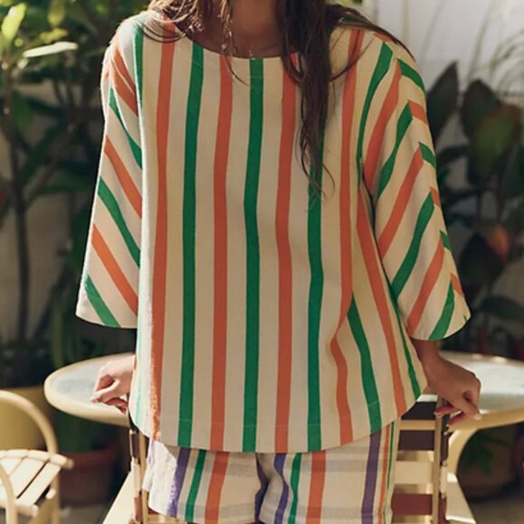 Free People Pants - Free People Free Est The Tone Set Striped Printed Oversized Top Shorts XL